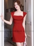  Đầm đỏ cổ đổ cúp ngực 