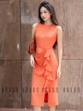  Đầm cam tà xoắn 