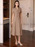  Đầm xếp ly cổ cà vạt 