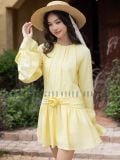  [TẶNG NÓN] Đầm caro vàng phối hoa eo [TÂM x ND] 