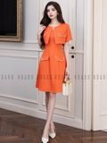 Đầm cam ngắn tay 