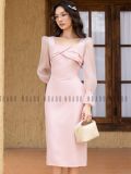  Đầm hồng cổ vuông tay voan [TÂM x ND] 
