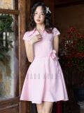 Đầm hồng cổ sơ mi phối hoa [TÂM x ND] 