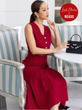  Set áo váy gile đỏ xếp ly [LM x ND] 