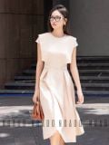  [TẶNG TÚI] Đầm nude tay con xếp ly 