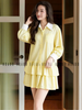  Đầm babydoll sơ mi caro vàng 