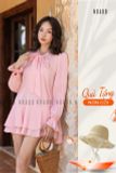  [TẶNG NÓN] Đầm hồng nơ cổ [TÂM x ND] 