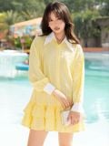  Đầm babydoll sơ mi caro vàng [TÂM x ND] 