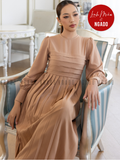  Đầm nâu xếp ly dài tay [LM x ND] 