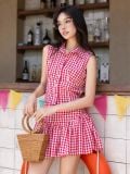  Set áo váy caro đỏ tùng nhún [TÂM x ND] 