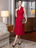  Đầm đỏ sát nách cổ vest 