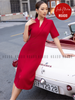 Đầm đỏ cổ vest xẻ tà [LM x ND]