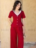  Set áo quần đỏ cổ viền trắng [TÂM x ND] 