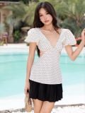  Set áo chấm bi váy xếp ly đen [TÂM x ND] 