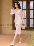  Đầm hồng cổ vuông tay voan [TÂM x ND] 