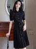  Đầm đen phối dập ly tùng 