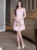  Đầm voan hồng 2 dây 