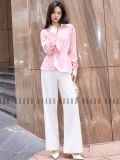  Set áo quần sơ mi hồng xoắn eo [TÂM x ND] 