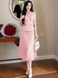  Set áo váy gile xếp ly 