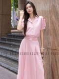  Set áo hồng tay phồng váy xếp ly [TÂM x ND] 