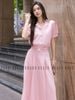  Set áo hồng tay phồng váy xếp ly [TÂM x ND] 
