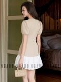  Đầm nude phối tùng bí trắng 