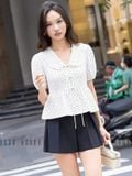  Set áo chấm bi tay phồng 
