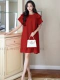  Đầm babydoll đỏ cổ tròn 