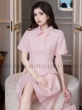  Đầm sơ mi hồng ngắn tay 