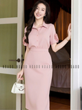  [TẶNG TÚI] Set áo váy hồng tay hoa [THẢO x ND] 