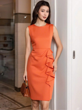  Đầm cam tà xoắn 