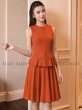 Set áo váy cam xếp ly 