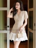  Đầm nude phối tùng bí trắng 