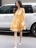  Đầm caro vàng babydoll [TÂM x ND] 