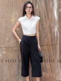  Set áo croptop trắng quần suông lửng [TÂM x ND] 