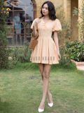  [TẶNG NÓN] Đầm caro vàng tay phồng [TÂM x ND] 