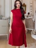  Đầm đỏ cổ cao vạt xéo [MN x ND] 