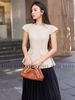  Set áo nude tay con chân váy dập ly [TÂM x ND] 