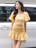  Set áo váy caro tay bồng [TÂM x ND] 