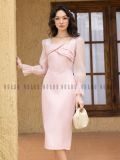  Đầm hồng cổ vuông tay voan [TÂM x ND] 