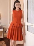  Set áo váy cam xếp ly 