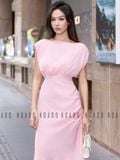  Đầm hồng dây rút nhún hông [TÂM x ND] 