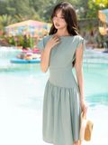  Đầm xanh mint dây rút vai [TÂM x ND] 