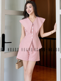  Set áo quần hồng cổ sen 