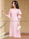  Đầm hồng xếp ly ngực tay bồng [TÂM x ND] 