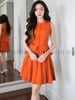 Set áo váy cam xếp ly