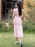  [TẶNG NÓN] Đầm hồng cổ trắng tay nhún [TÂM x ND] 