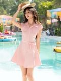  Đầm hồng cổ sơ mi tay con [TÂM x ND] 