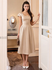  Đầm nâu xếp ly 