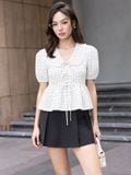  Set áo chấm bi tay phồng 